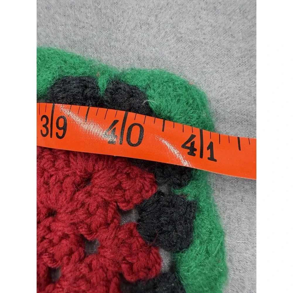 Vtg Crochet Roseanne Granny Square Afghan Throw Lap Blanket Colorful Multi 47x41